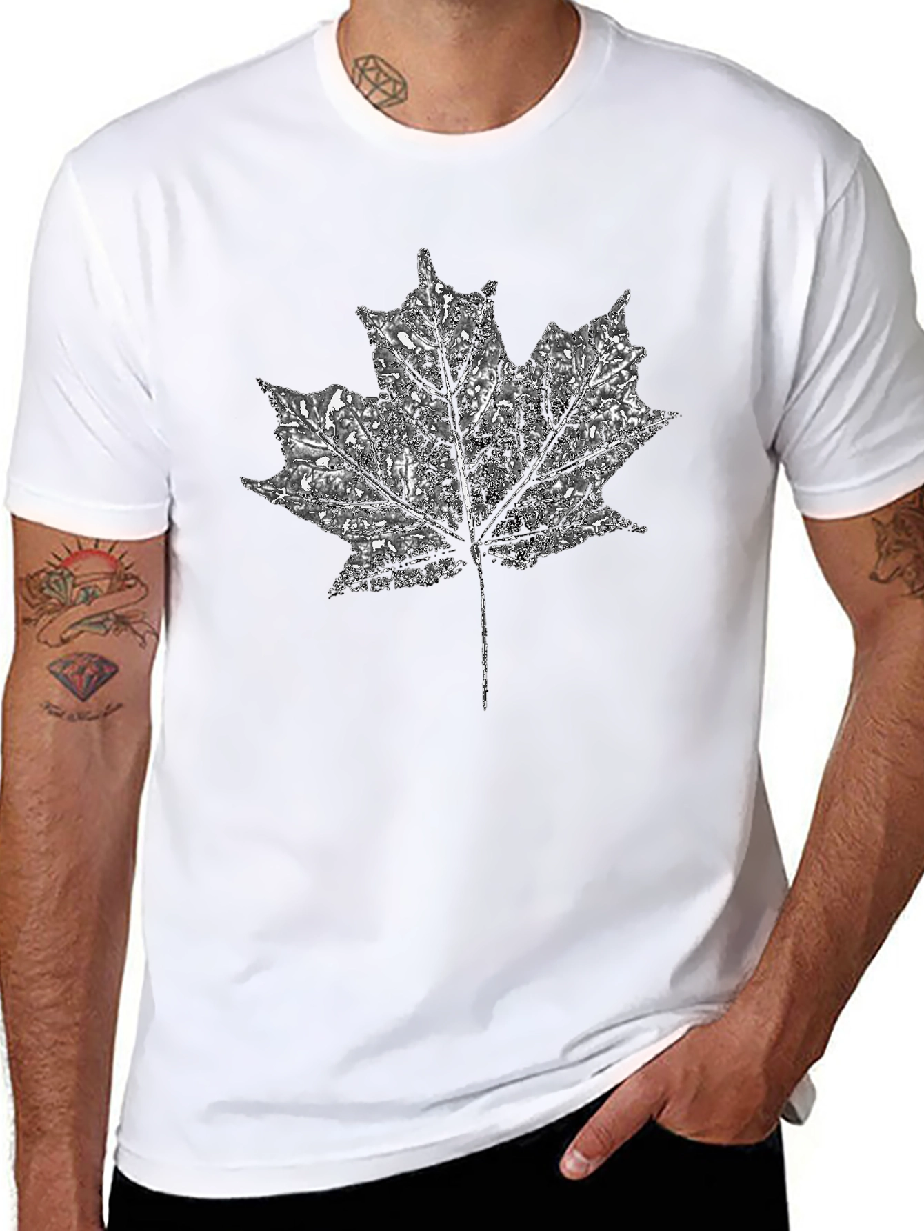 Maple Leaf Graphic T-Shirt - Black Casual Tee