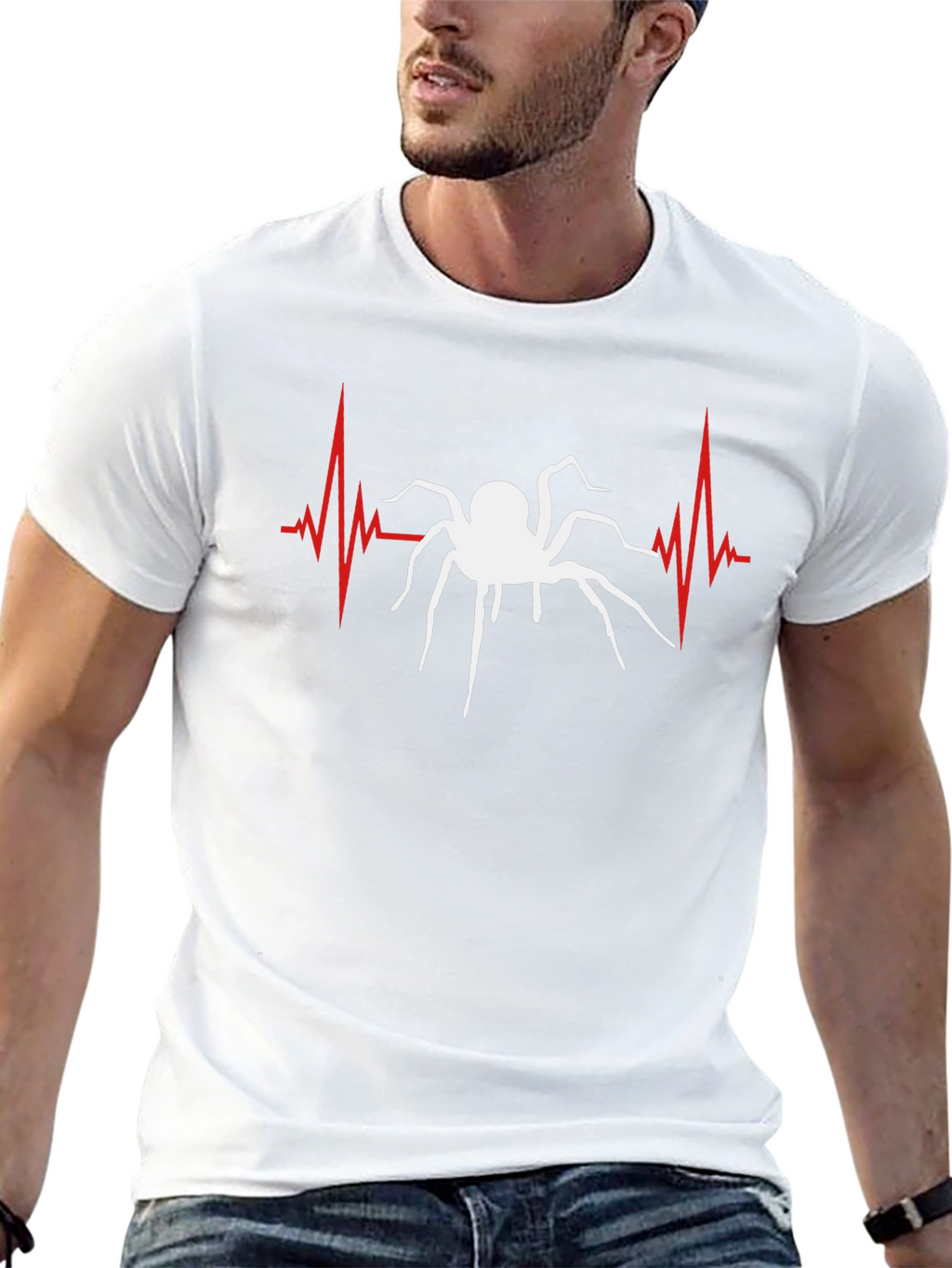 Spider Heartbeat Graphic Tee - Black Cotton T-Shirt