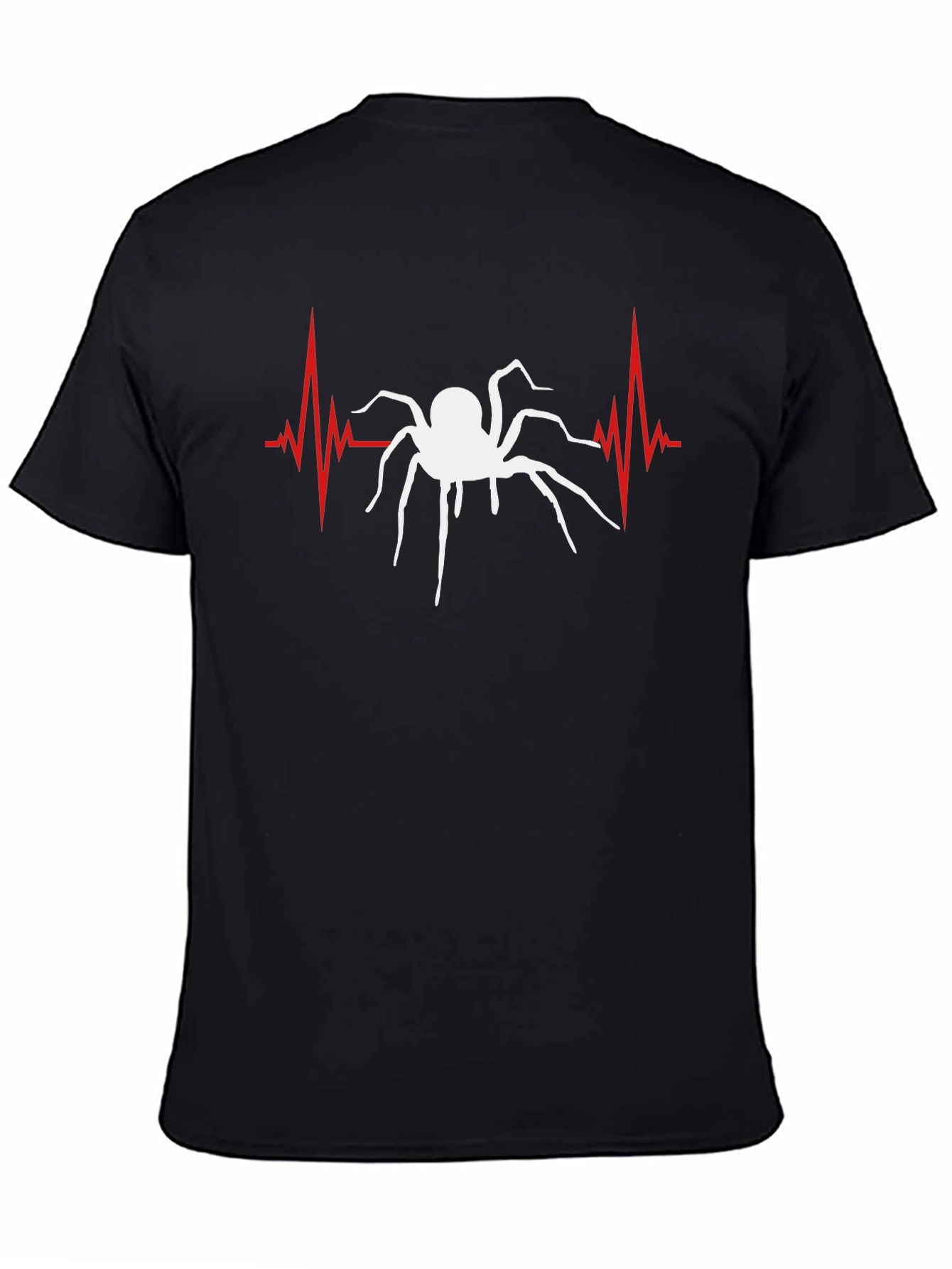 Spider Heartbeat Graphic Tee - Black Cotton T-Shirt