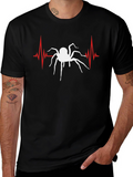 Spider Heartbeat Graphic Tee - Black Cotton T-Shirt