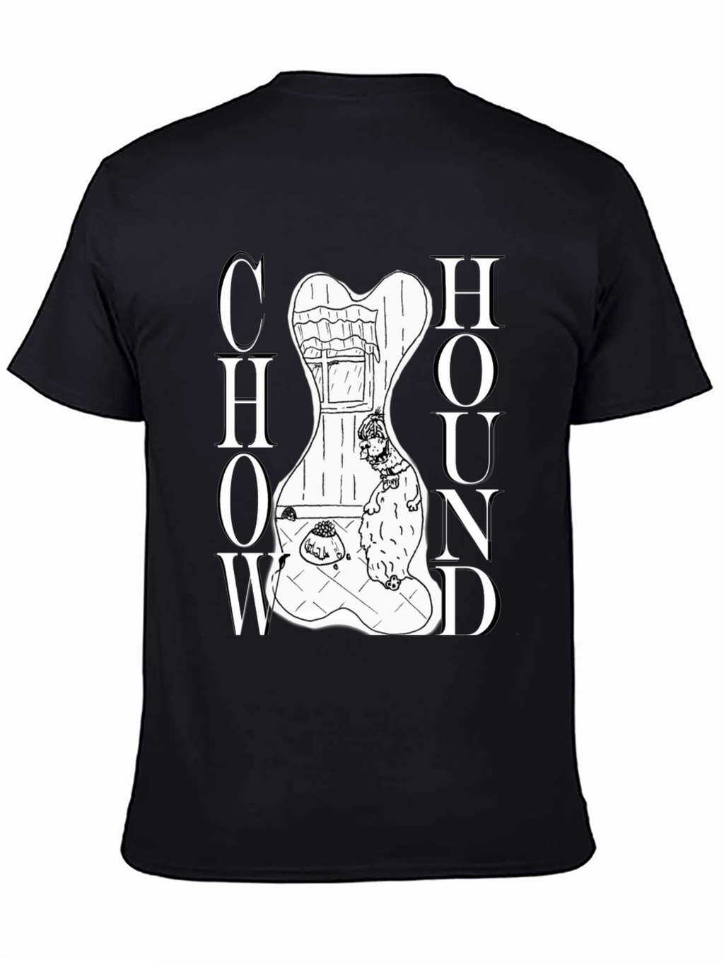 Chow Hound Dog Graphic T-Shirt - Black