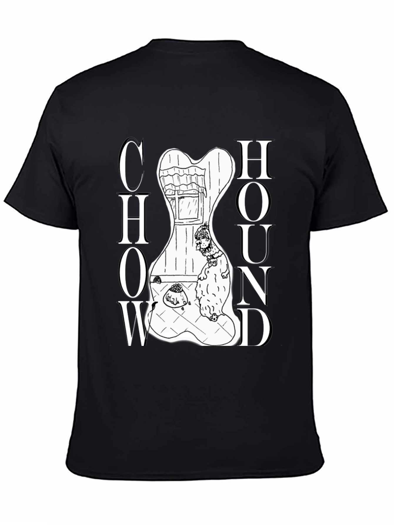 Chow Hound Dog Graphic T-Shirt - Black