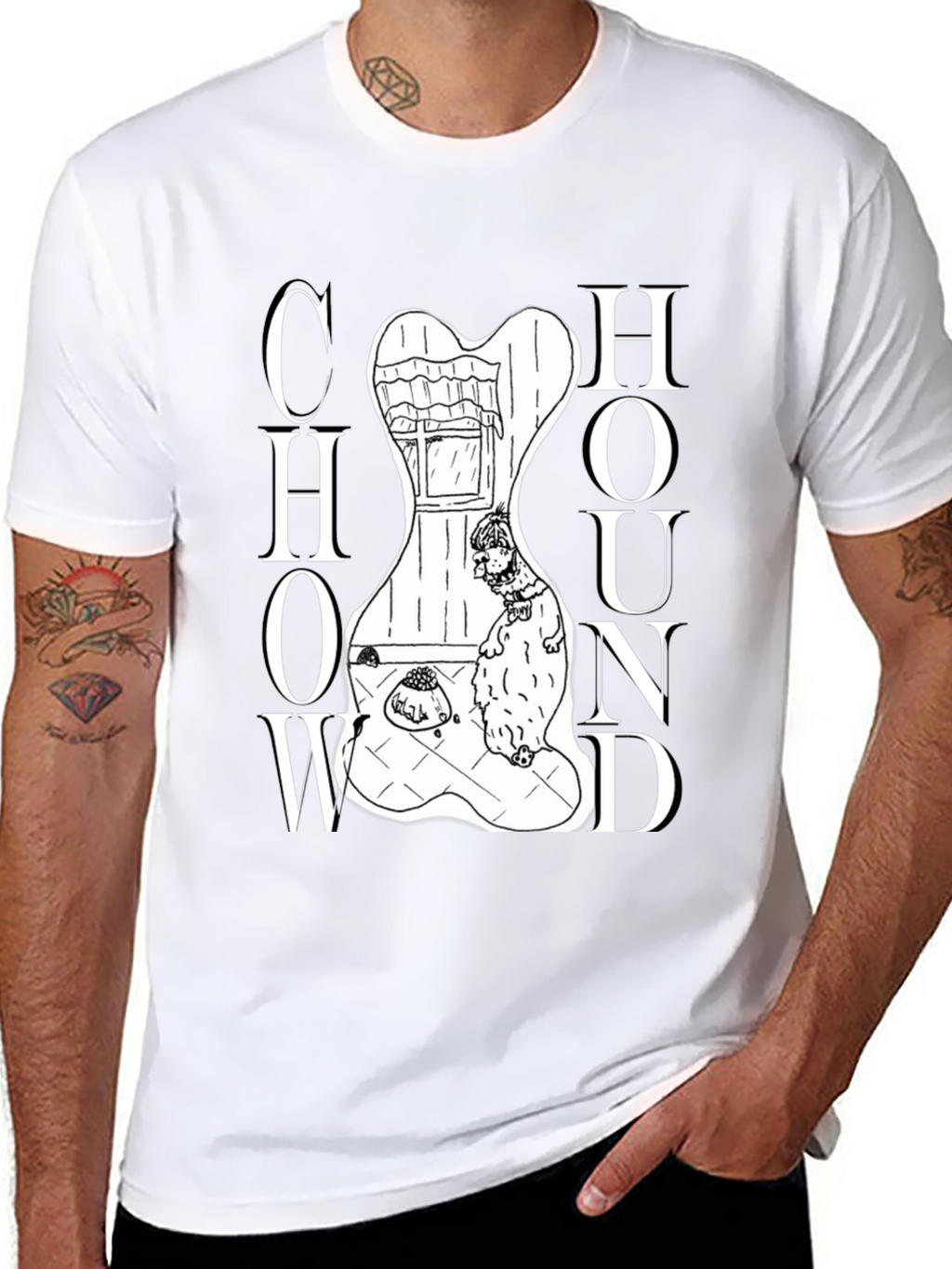 Chow Hound Dog Graphic T-Shirt - Black