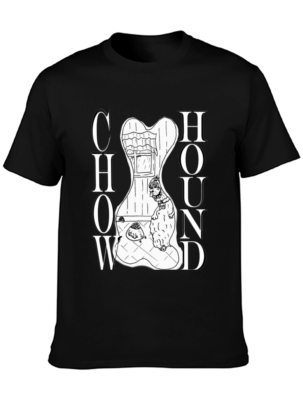 Chow Hound Dog Graphic T-Shirt - Black