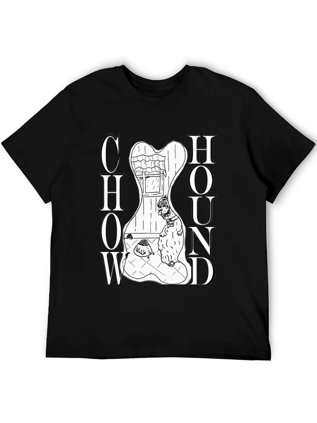 Chow Hound Dog Graphic T-Shirt - Black