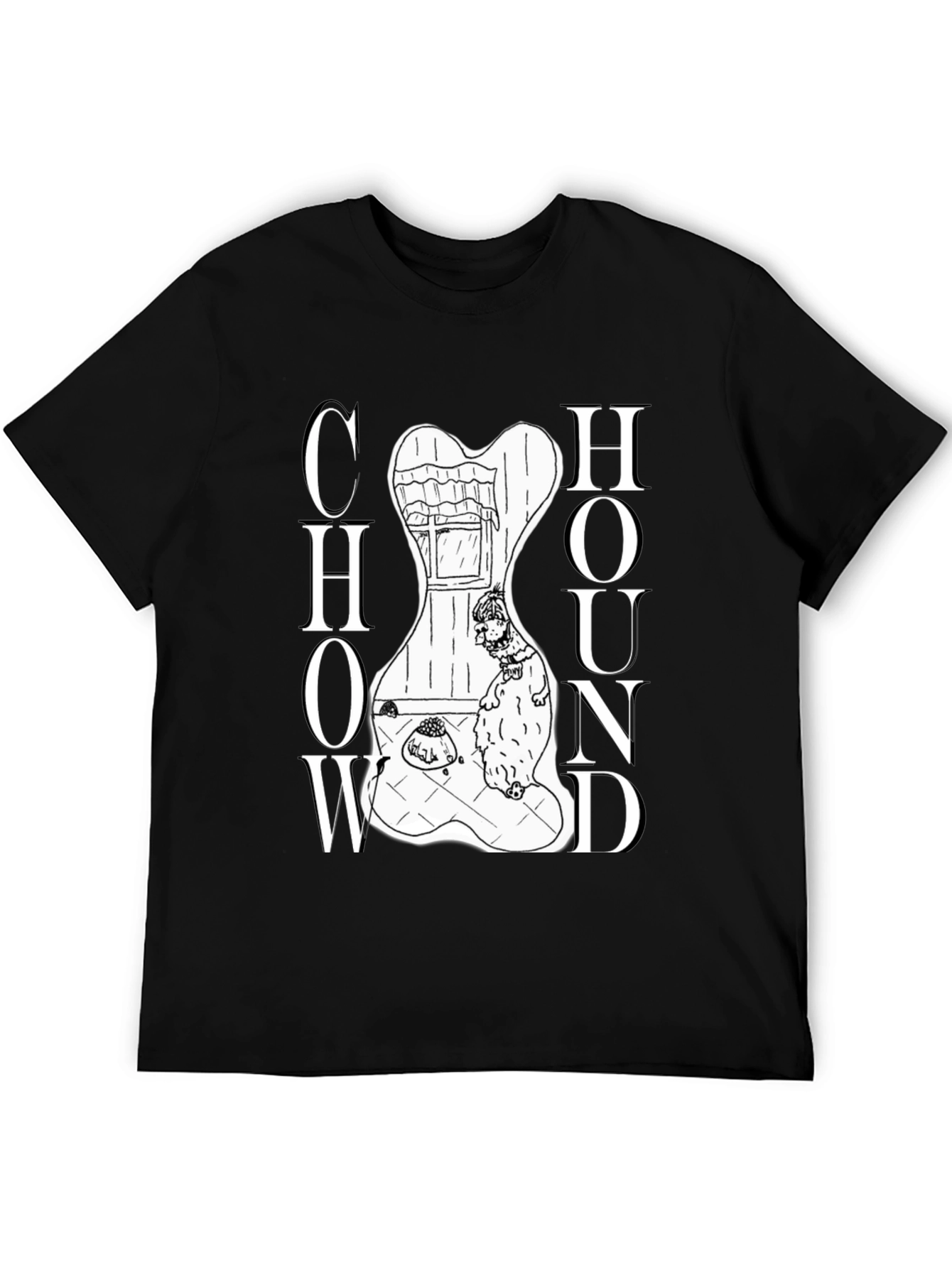 Chow Hound Dog Graphic T-Shirt - Black