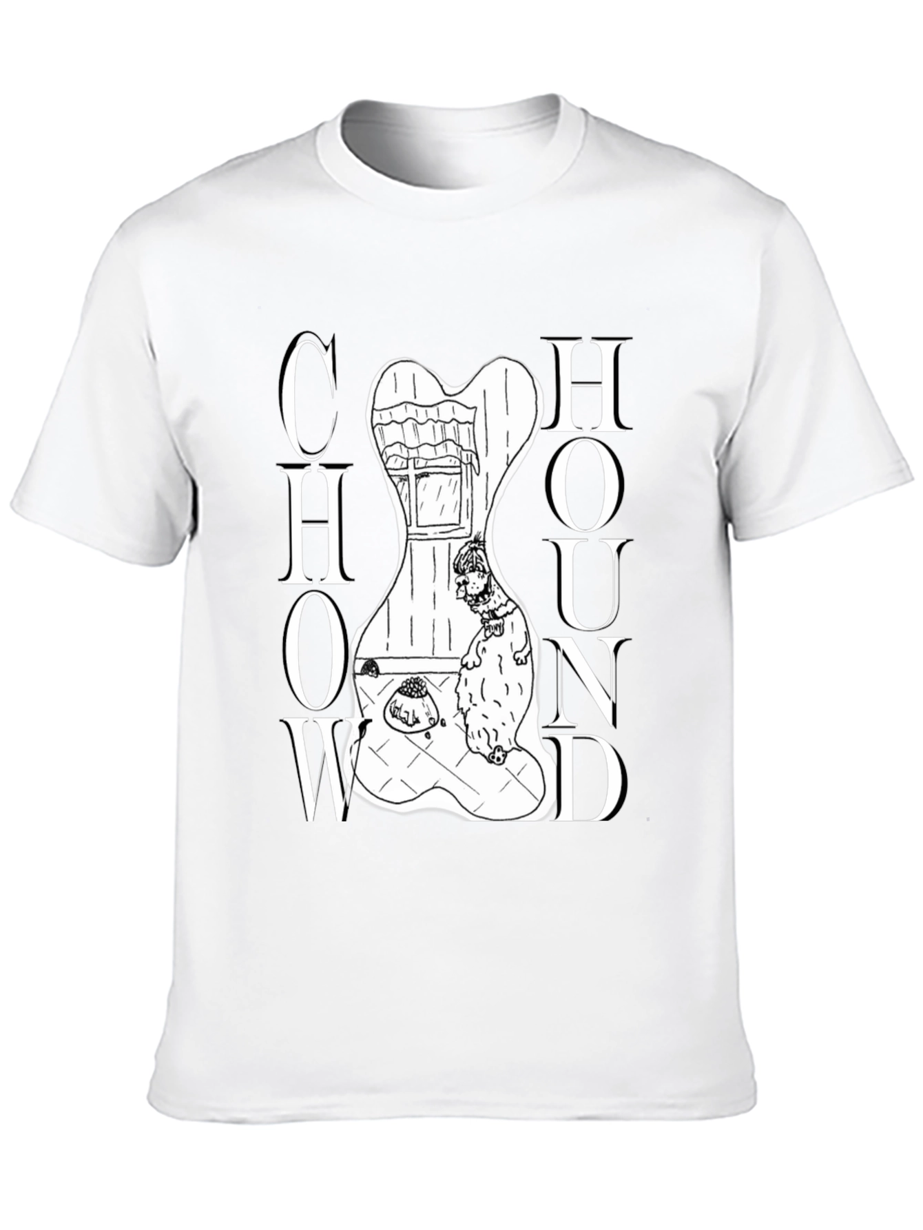 Chow Hound Dog Graphic T-Shirt - Black