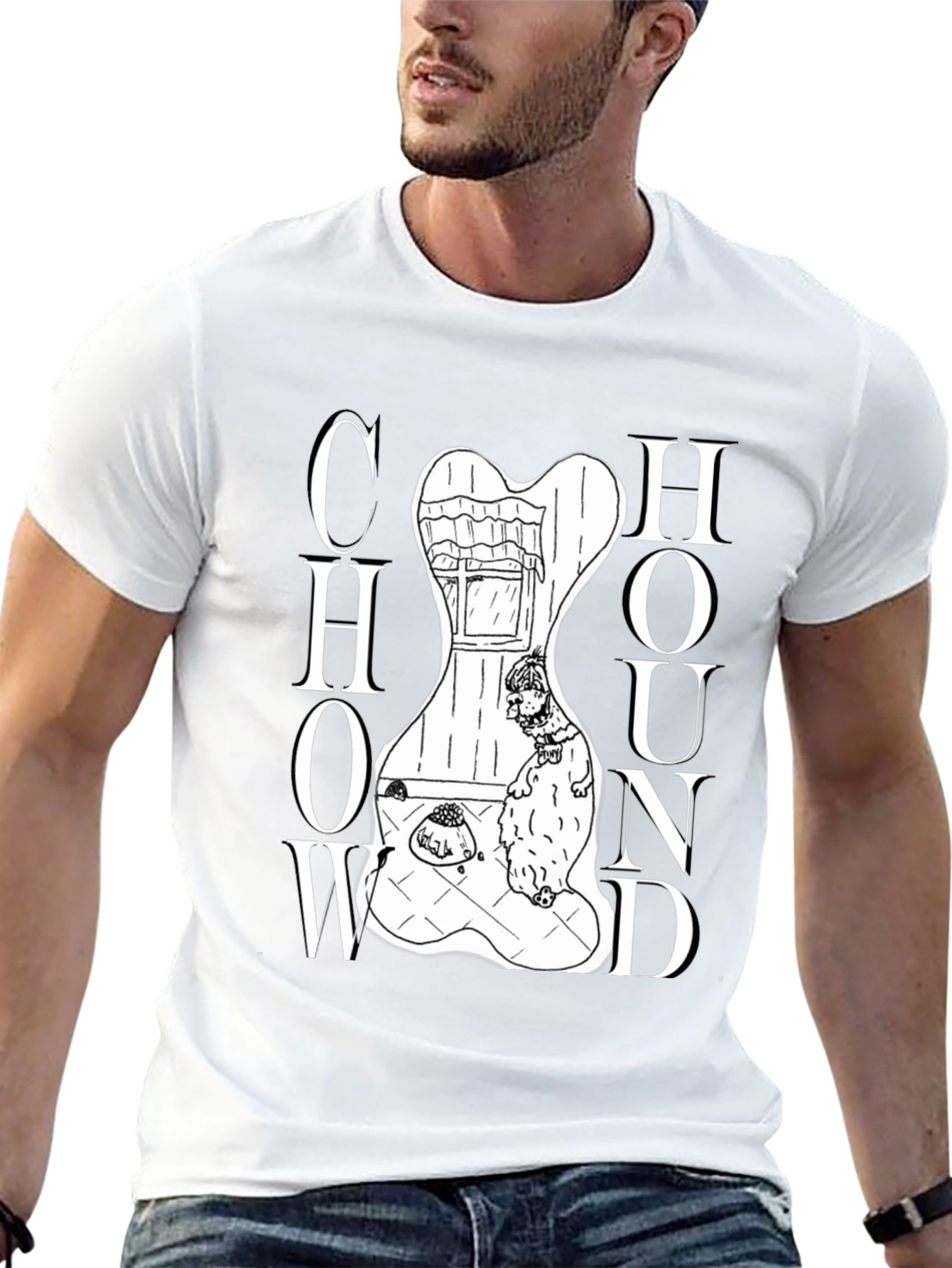 Chow Hound Dog Graphic T-Shirt - Black