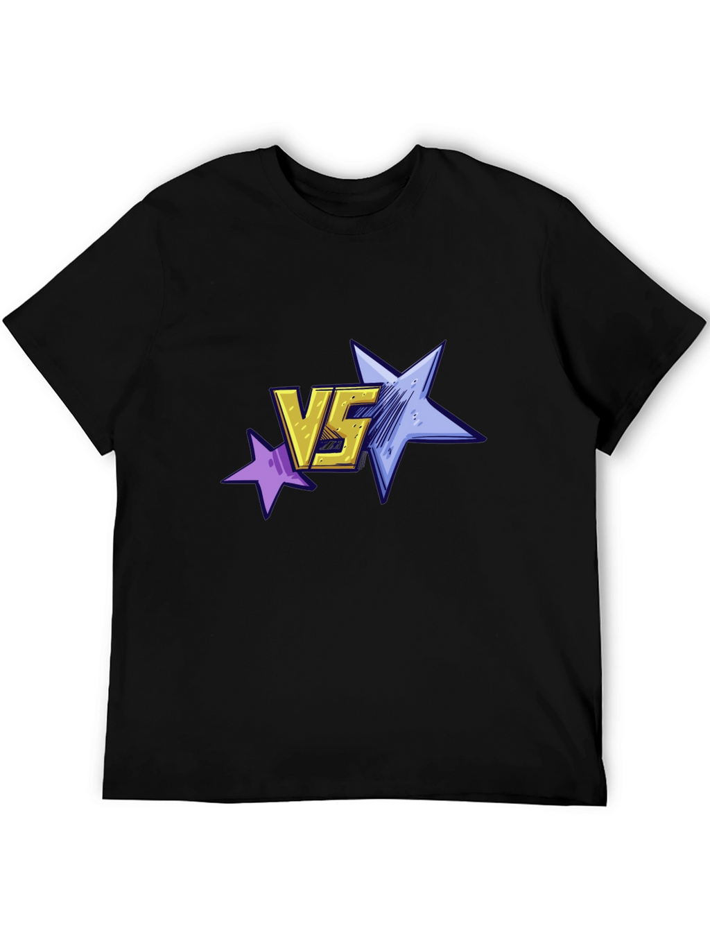 Versus Stars Graphic Tee - Black Cotton T-Shirt