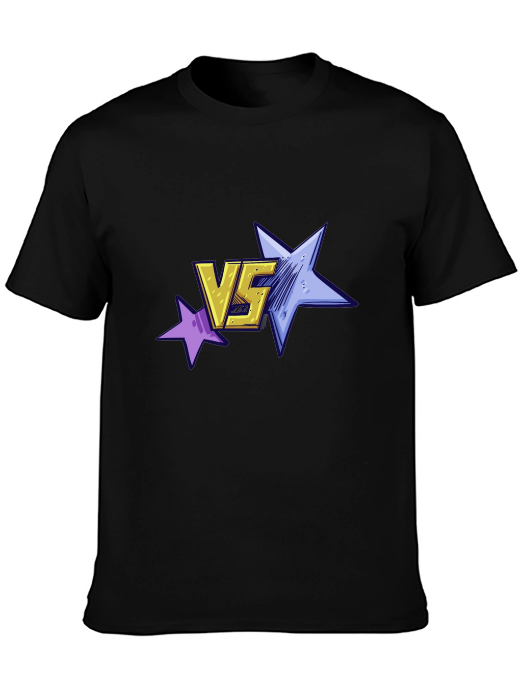 Versus Stars Graphic Tee - Black Cotton T-Shirt