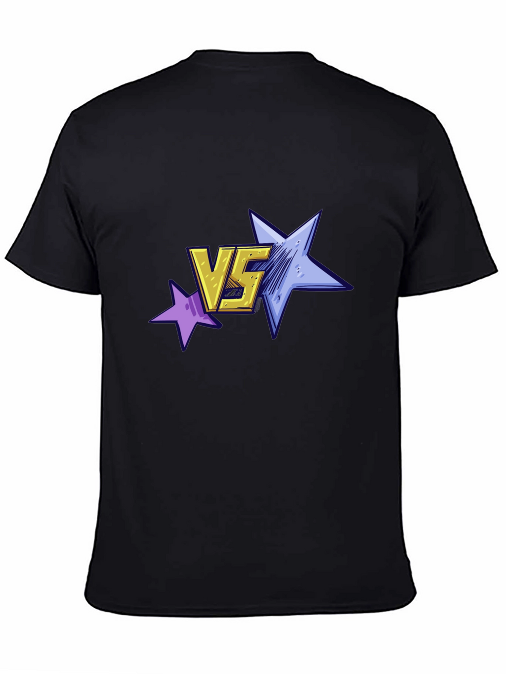 Versus Stars Graphic Tee - Black Cotton T-Shirt