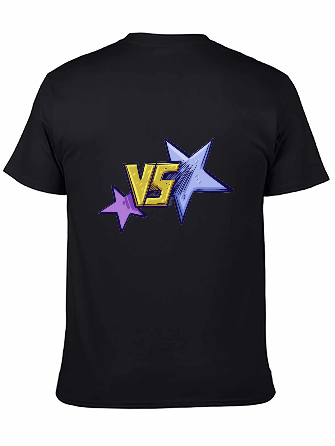 Versus Stars Graphic Tee - Black Cotton T-Shirt