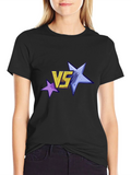 Versus Stars Graphic Tee - Black Cotton T-Shirt