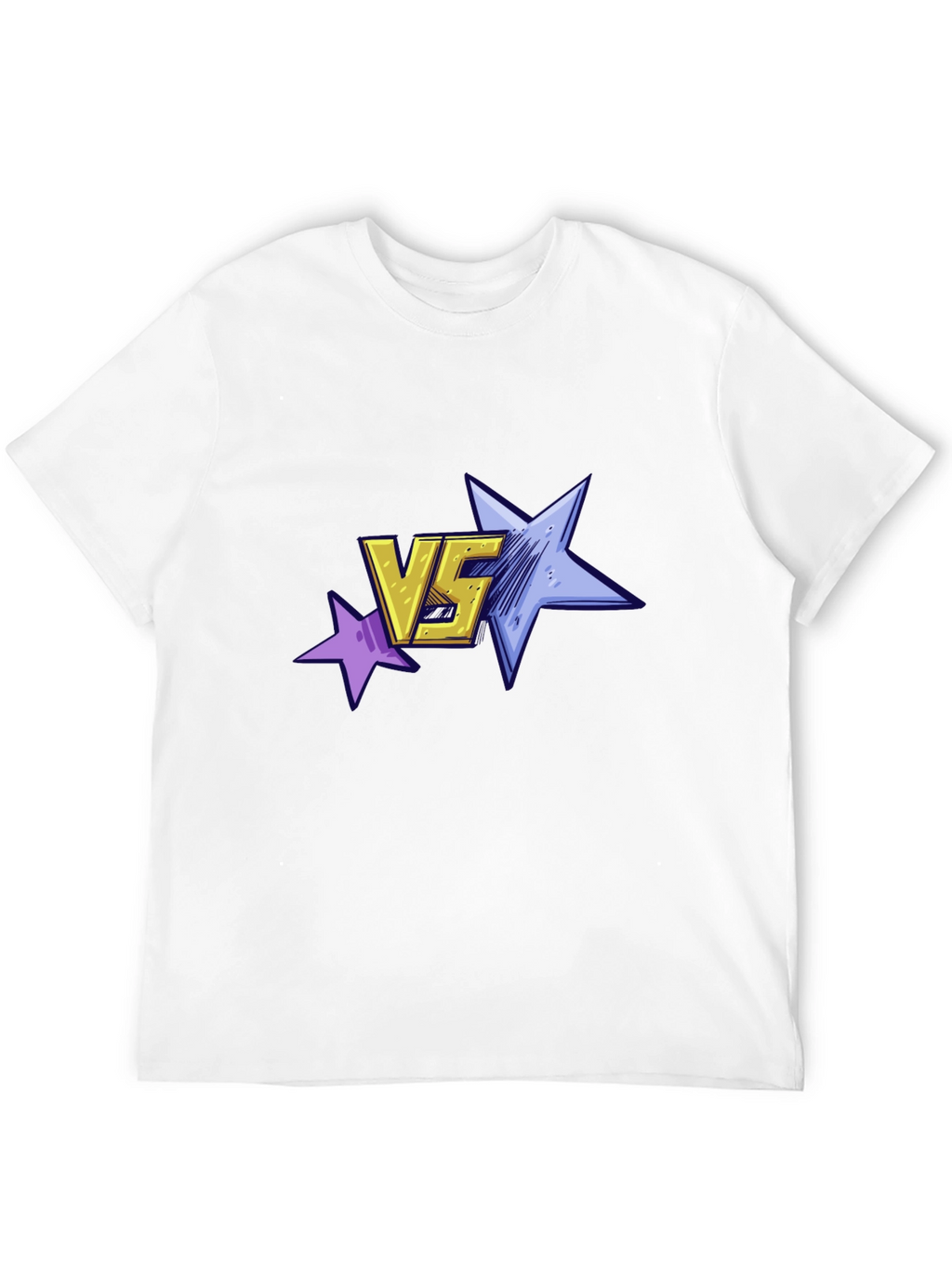 Versus Stars Graphic Tee - Black Cotton T-Shirt