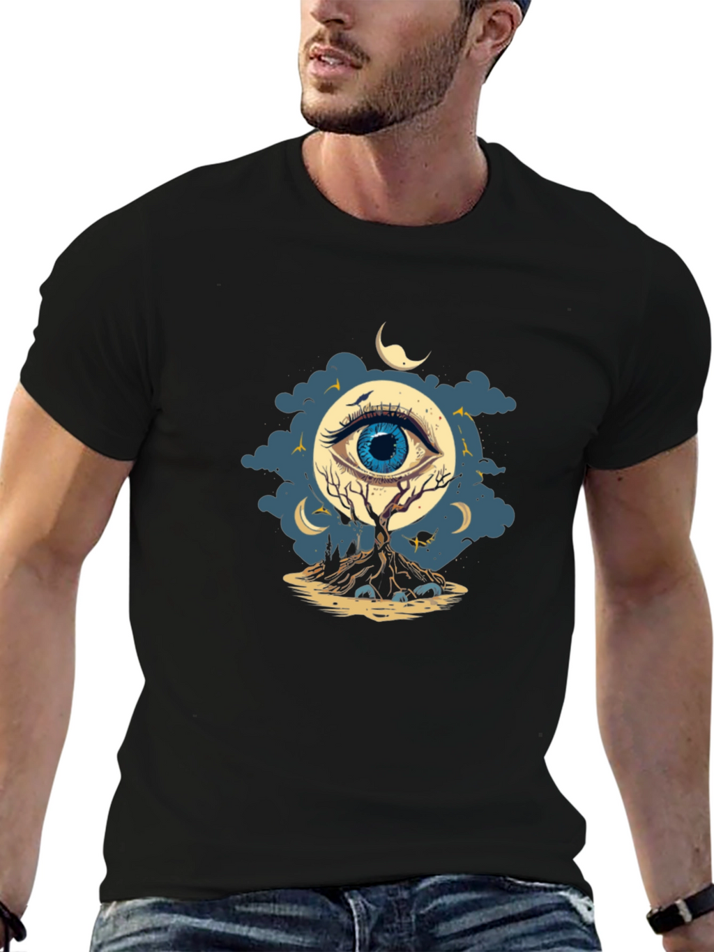 Eye of the Night Graphic T-Shirt - Black