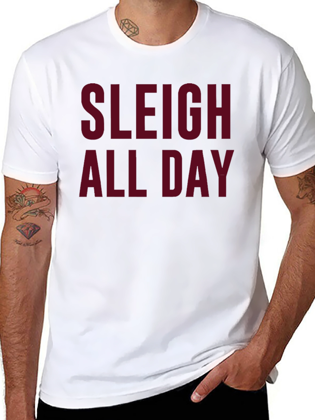 Sleigh All Day Graphic Tee - Christmas Holiday Shirt