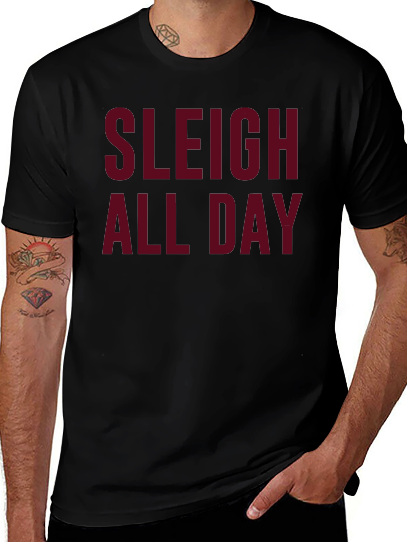Sleigh All Day Graphic Tee - Christmas Holiday Shirt