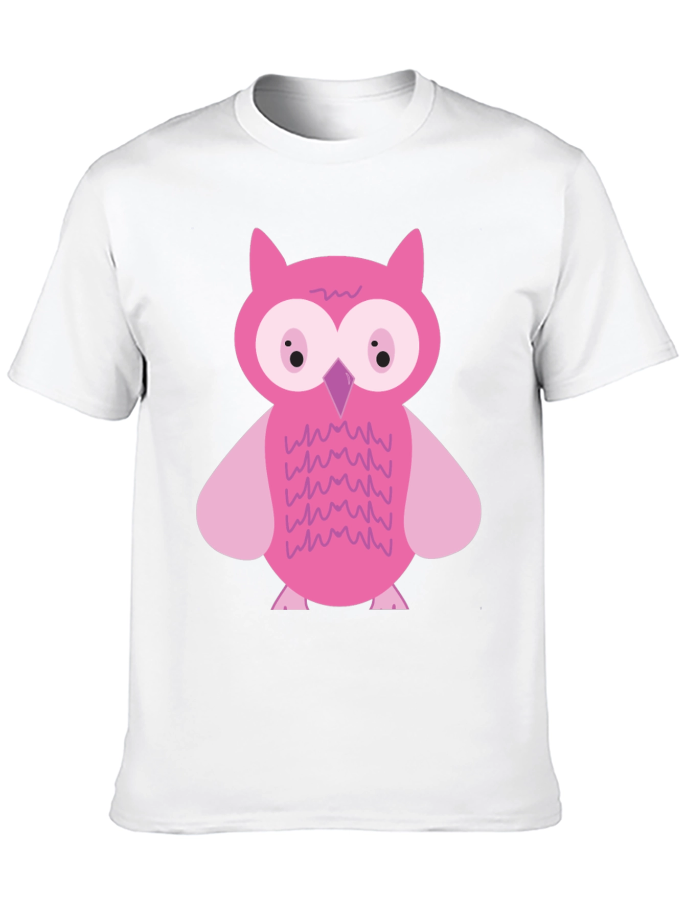 Pink Owl Graphic Print Black T-Shirt
