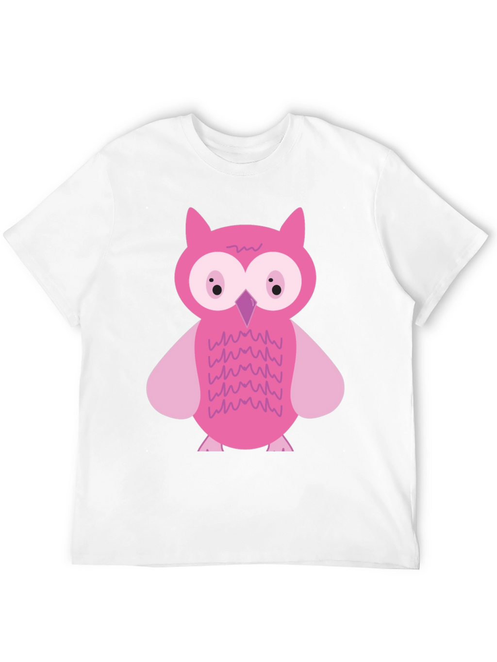 Pink Owl Graphic Print Black T-Shirt
