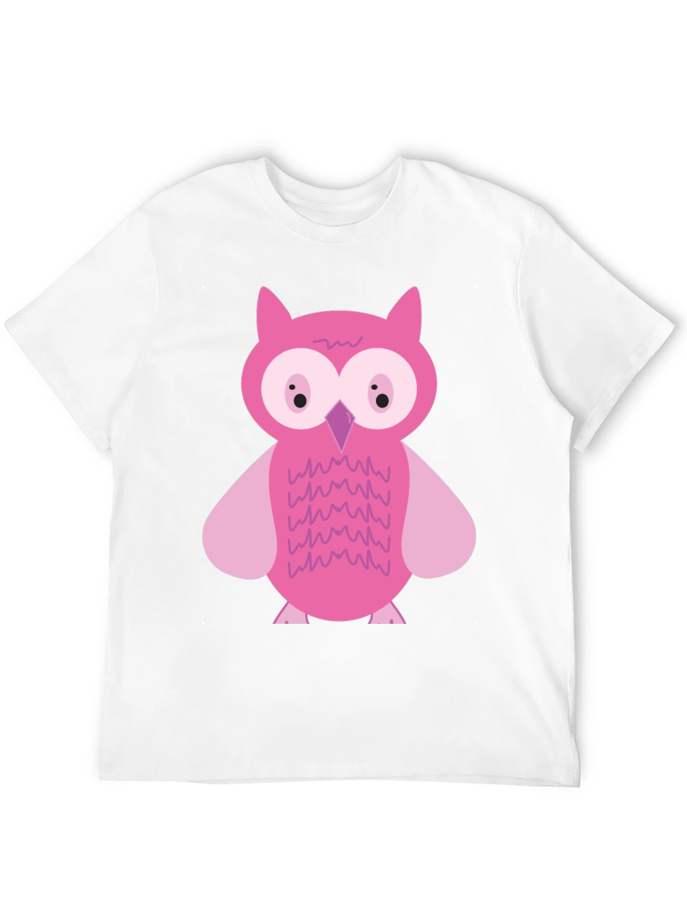 Pink Owl Graphic Print Black T-Shirt