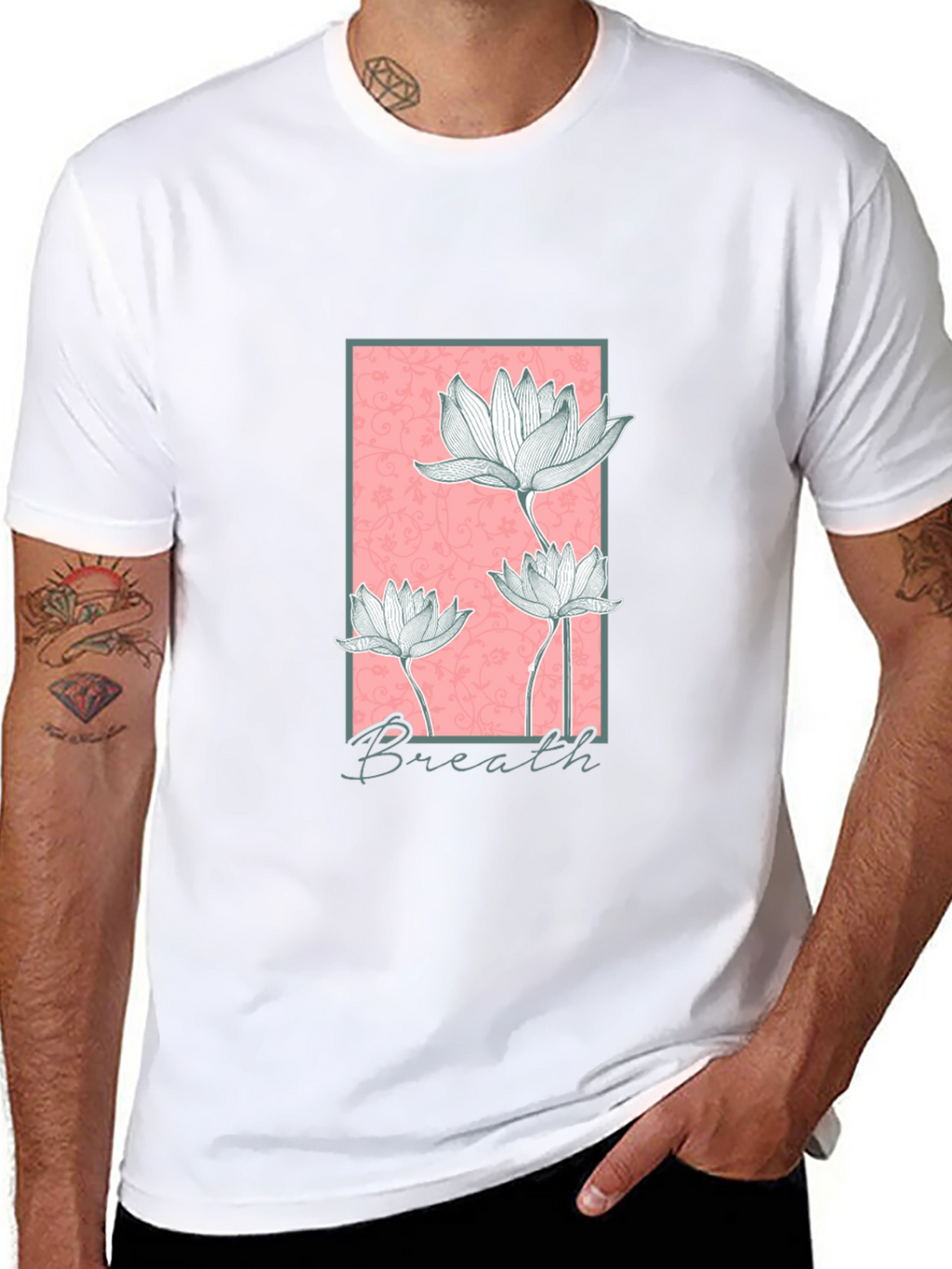 Floral Breath Graphic Black T-Shirt