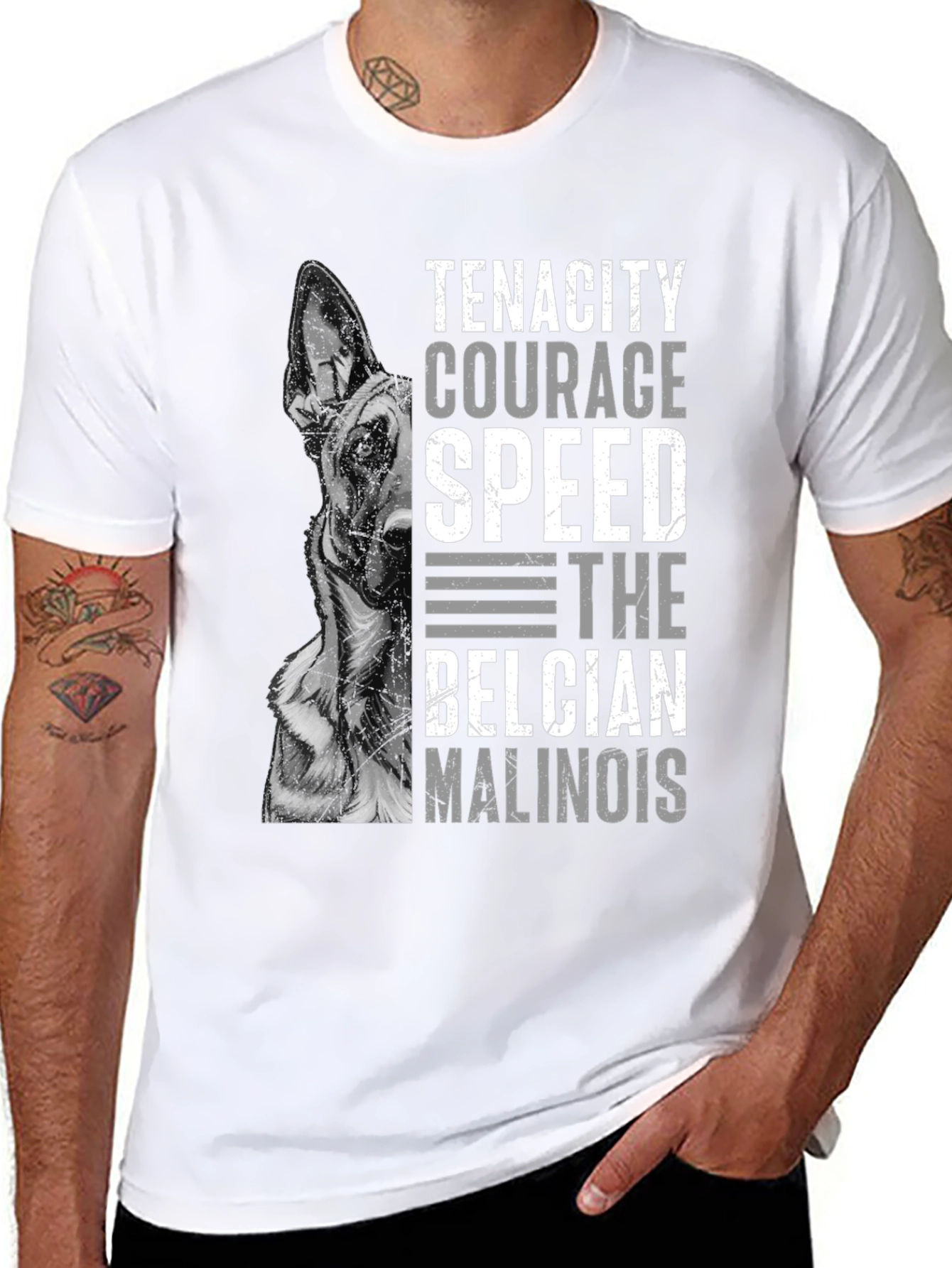 Belgian Malinois Dog T-Shirt - Tenacity Courage Speed