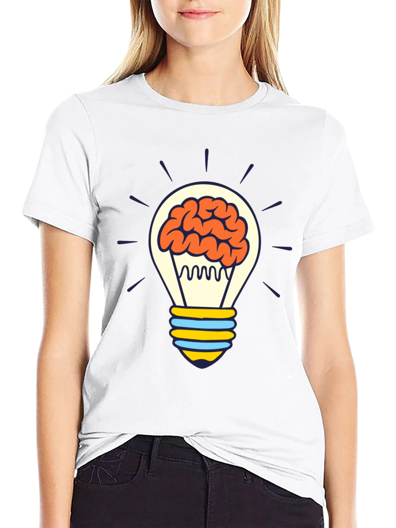 Brain Lightbulb Graphic Tee - Thinkers T-Shirt