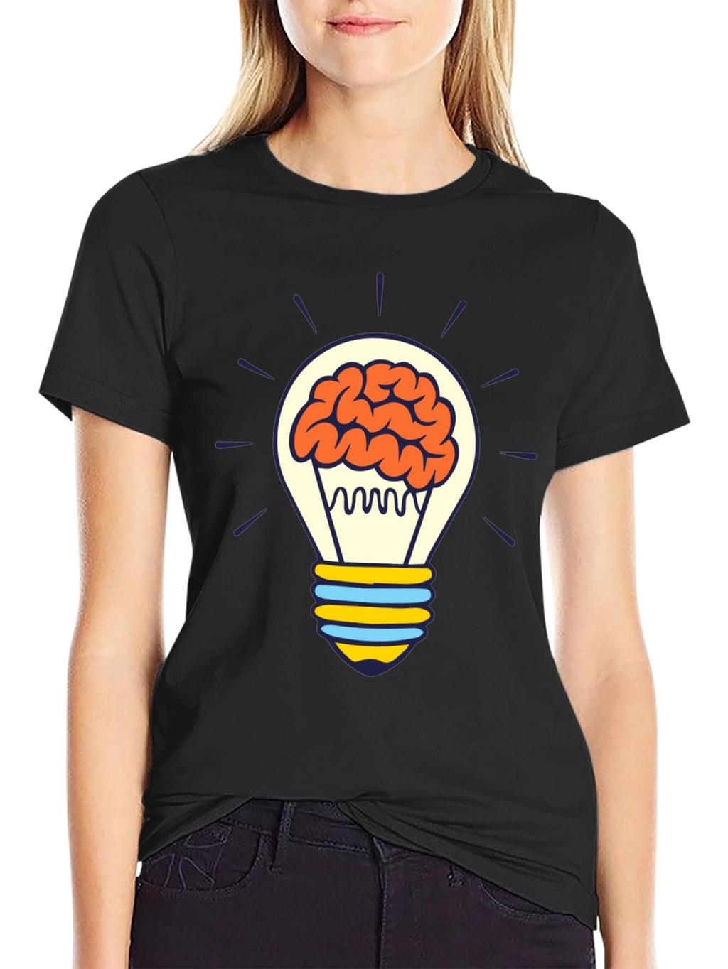 Brain Lightbulb Graphic Tee - Thinkers T-Shirt