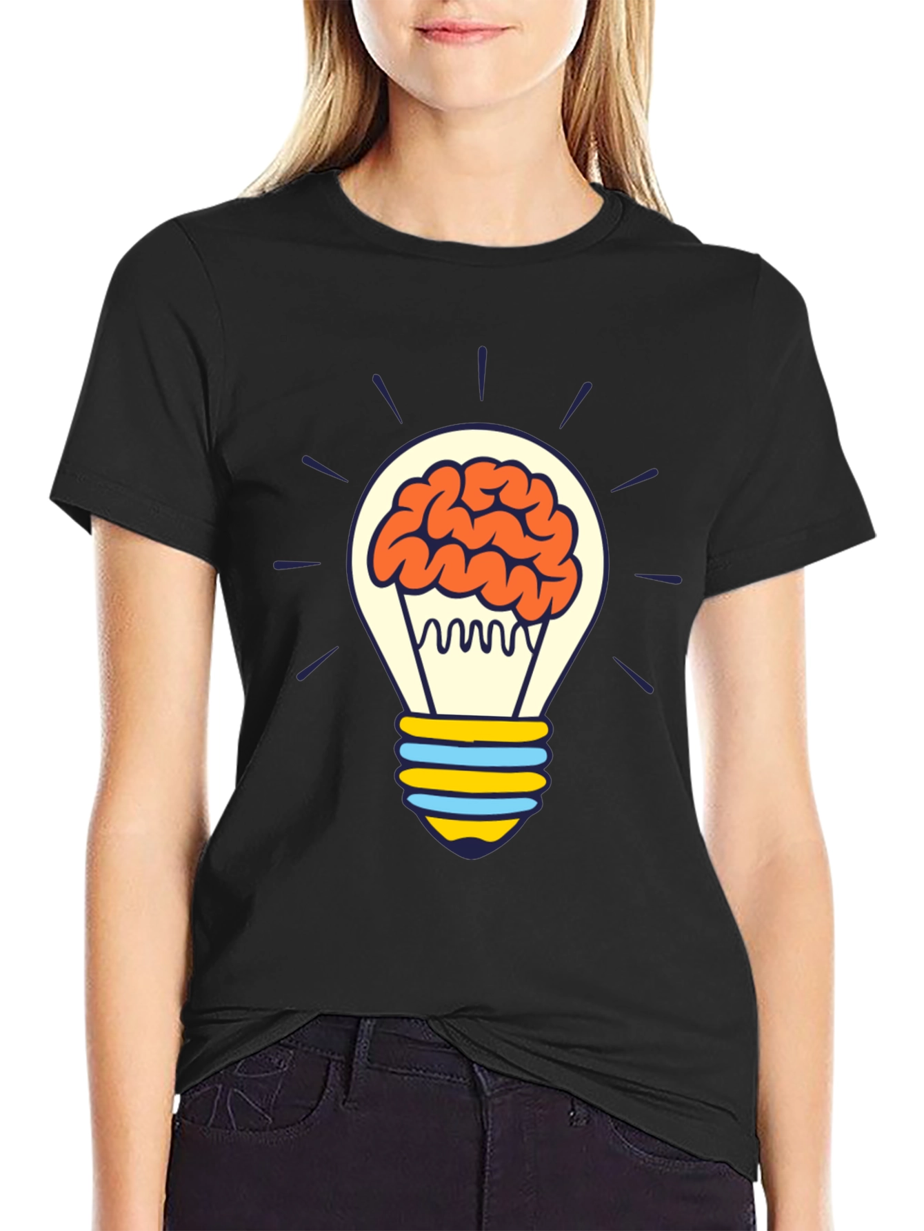 Brain Lightbulb Graphic Tee - Thinkers T-Shirt