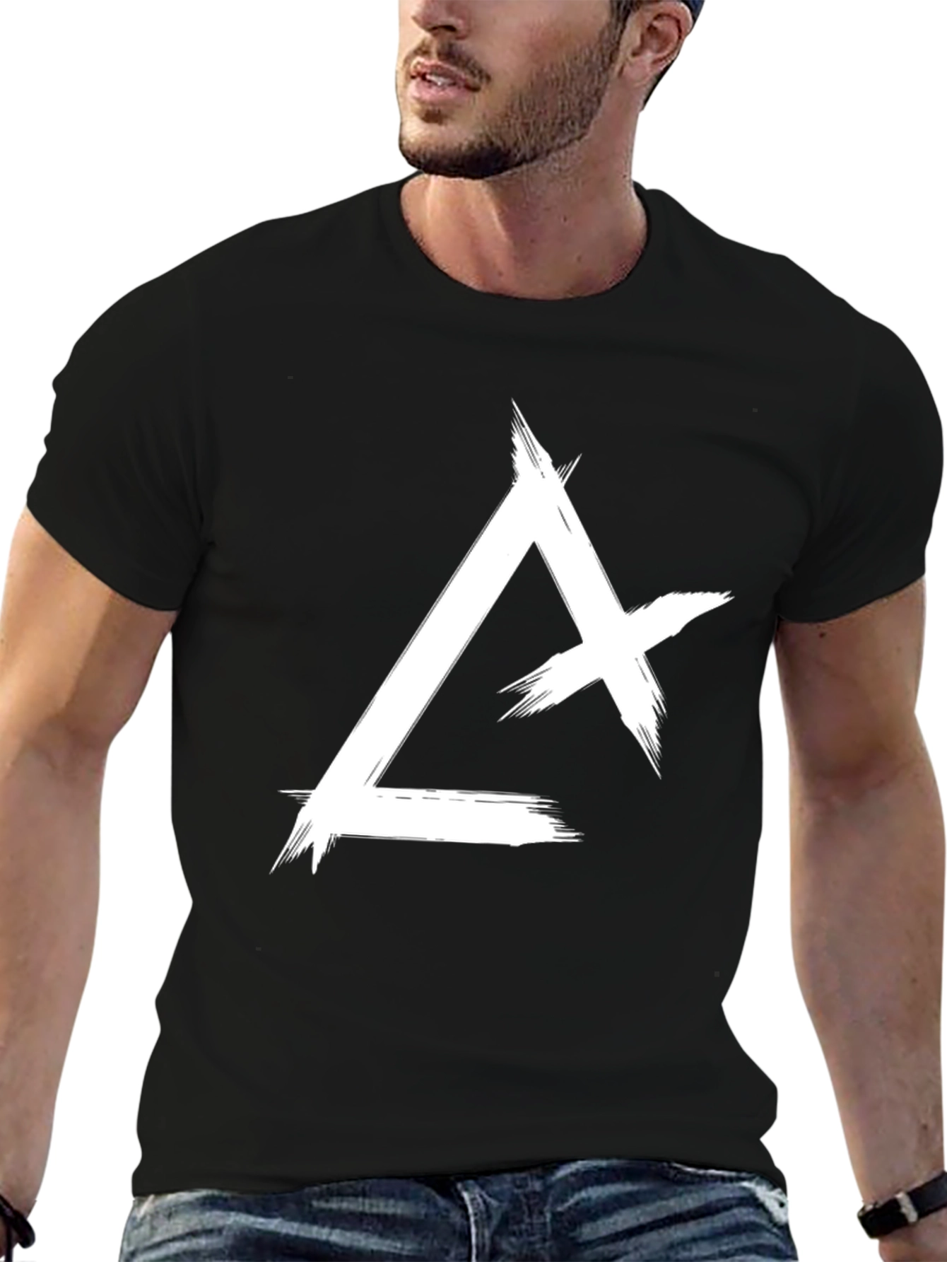 Abstract Triangle Graphic Tee - Black