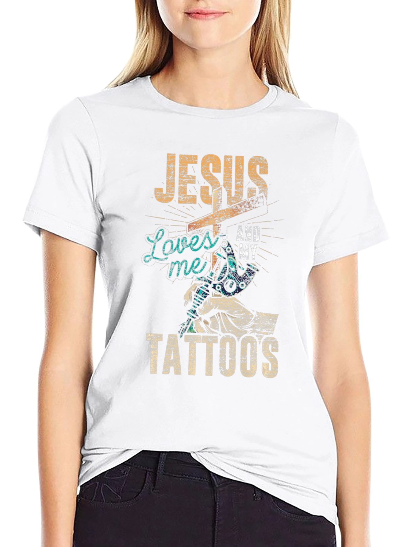 Jesus Loves Me And My Tattoos Graphic T-Shirt