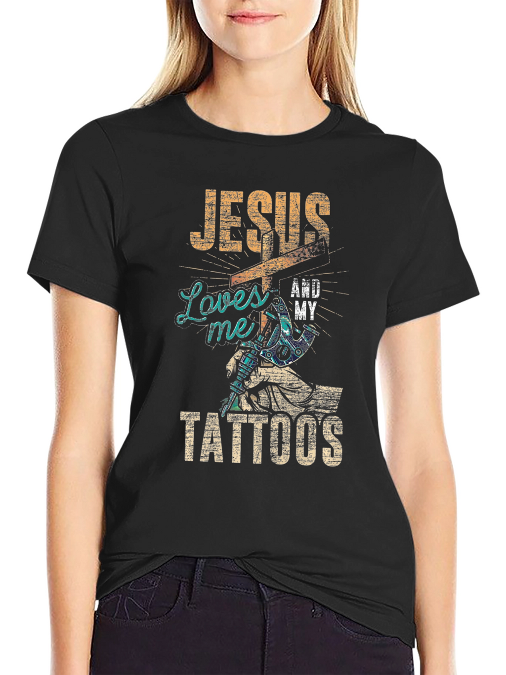 Jesus Loves Me And My Tattoos Graphic T-Shirt