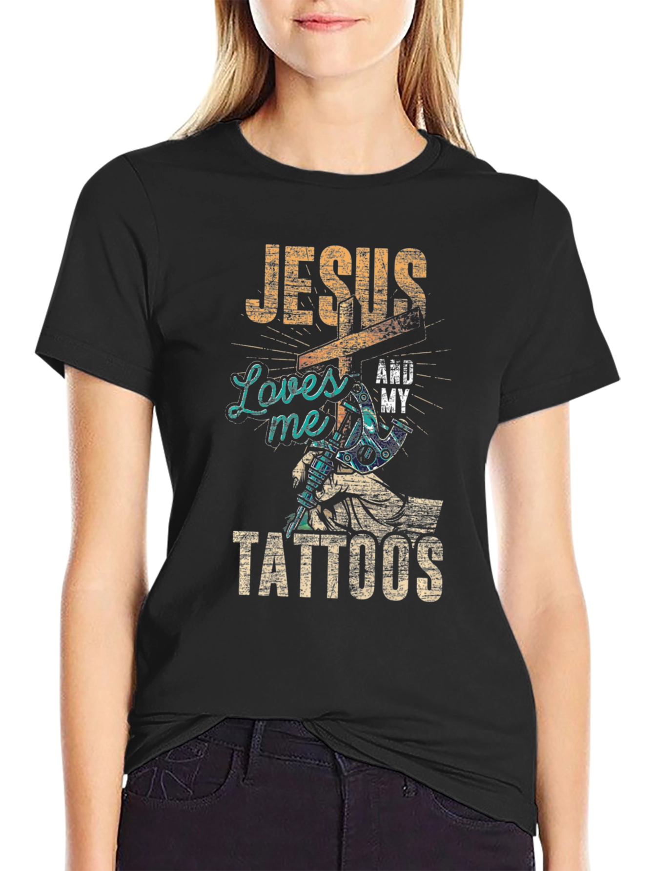 Jesus Loves Me And My Tattoos Graphic T-Shirt