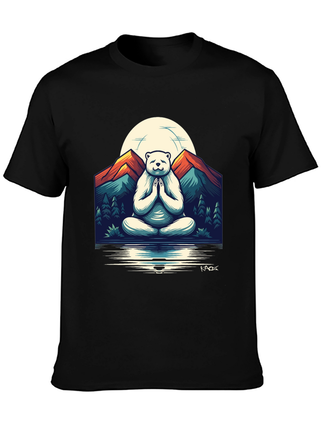 Zen Bear Mountain T-Shirt - Meditating Yogi Bear