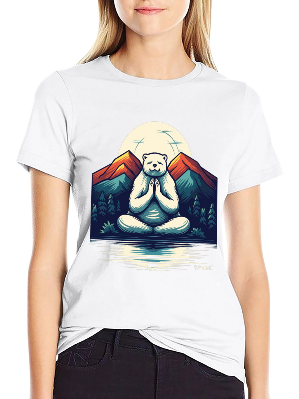Zen Bear Mountain T-Shirt - Meditating Yogi Bear