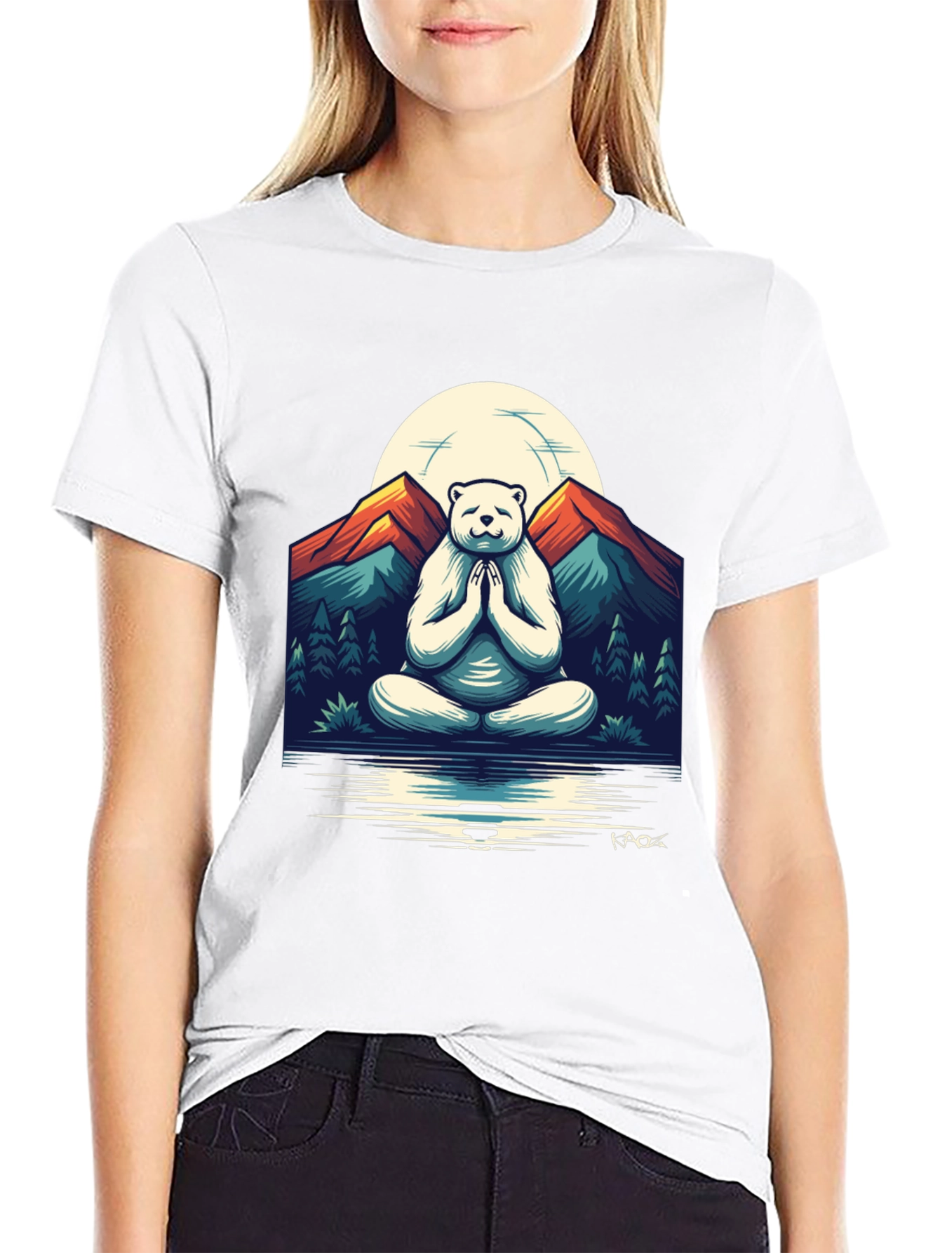 Zen Bear Mountain T-Shirt - Meditating Yogi Bear