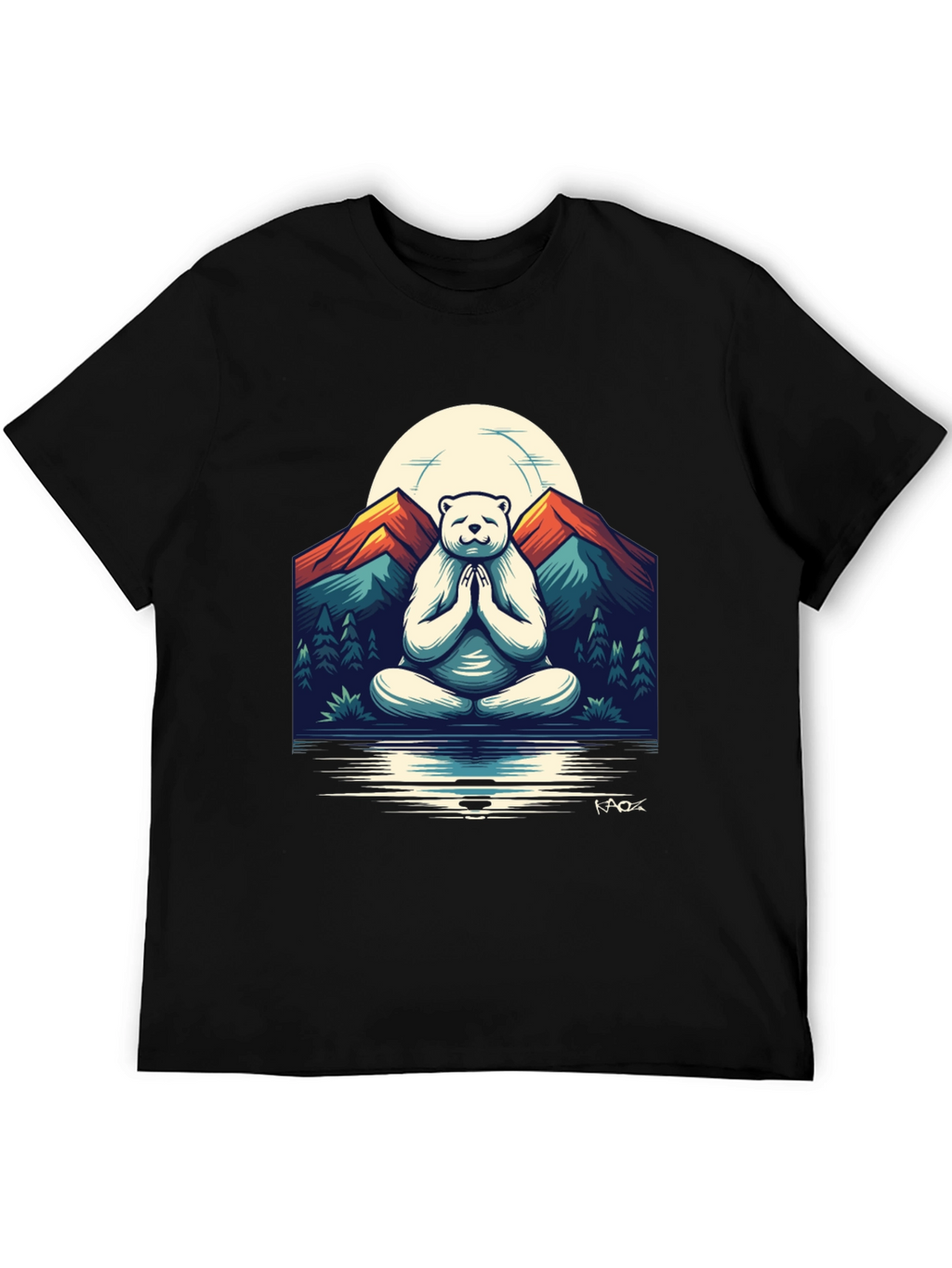 Zen Bear Mountain T-Shirt - Meditating Yogi Bear