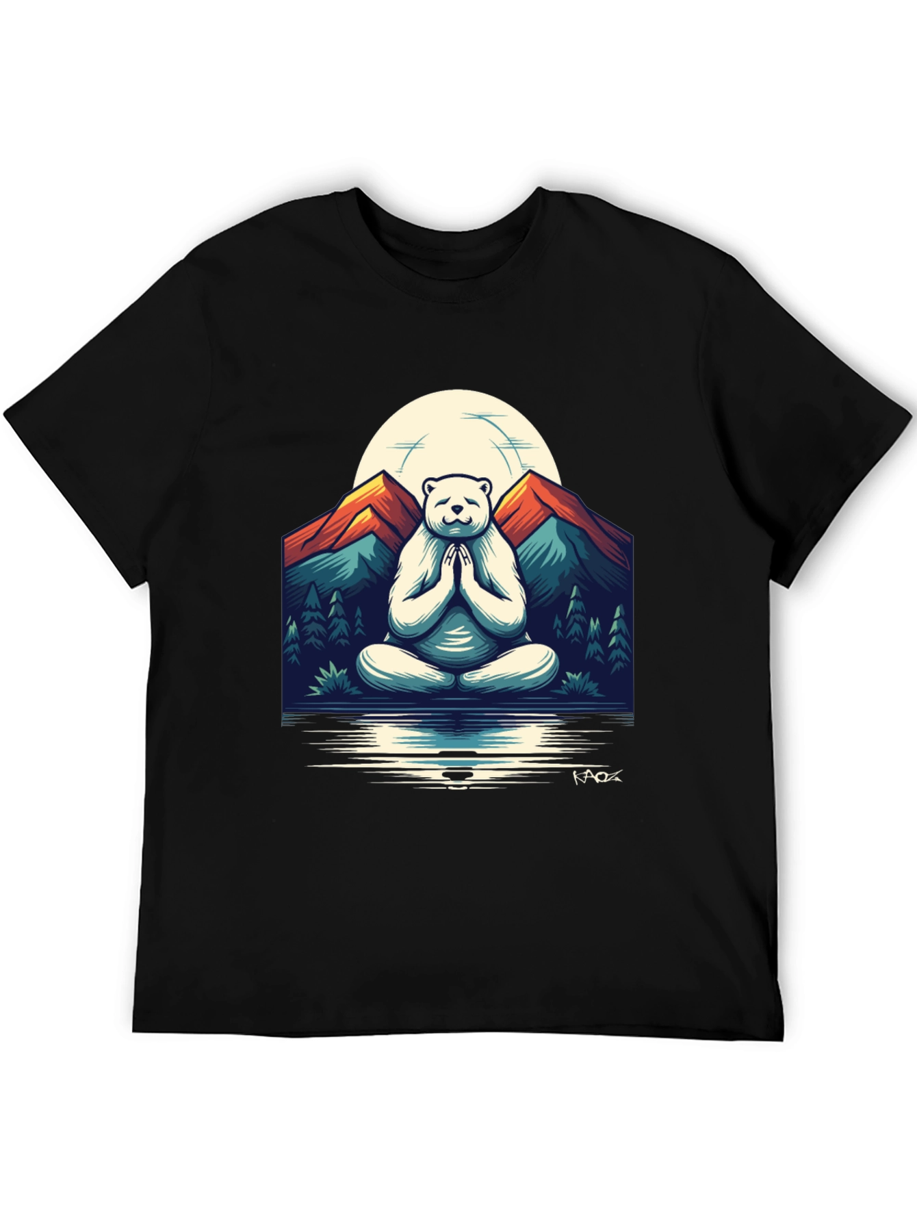 Zen Bear Mountain T-Shirt - Meditating Yogi Bear