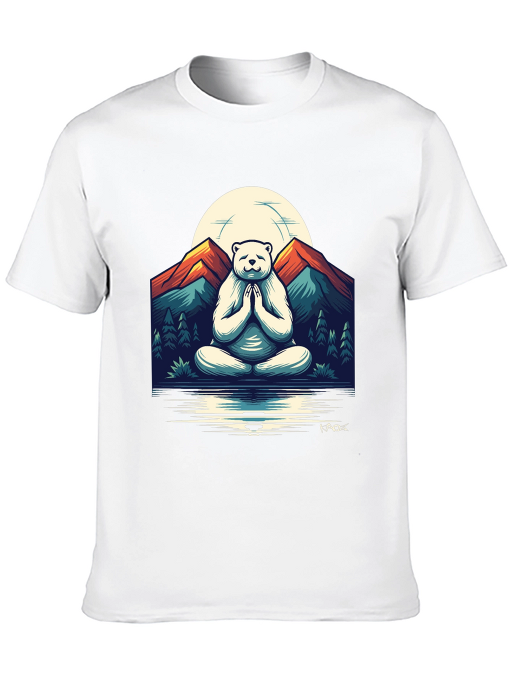 Zen Bear Mountain T-Shirt - Meditating Yogi Bear