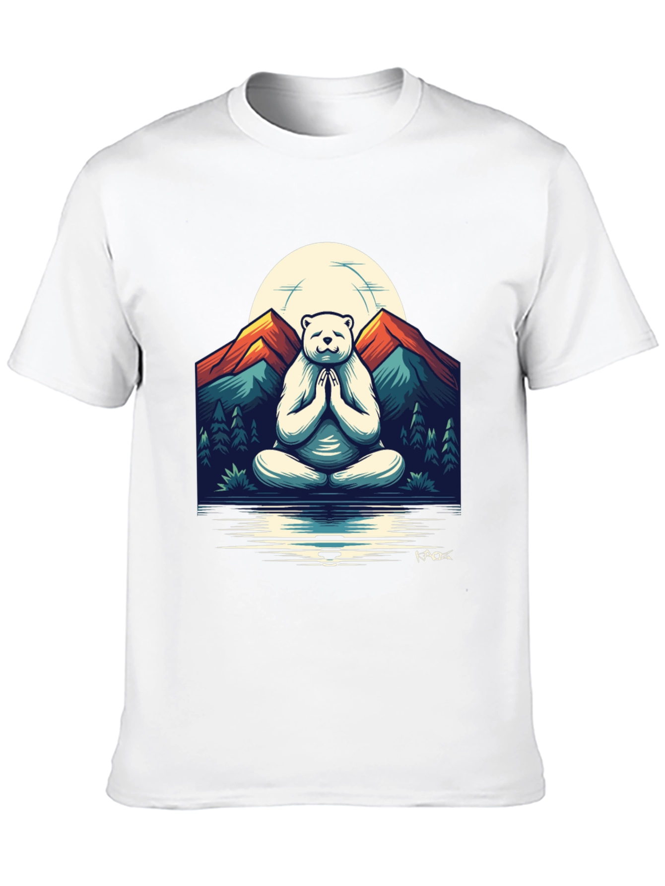 Zen Bear Mountain T-Shirt - Meditating Yogi Bear