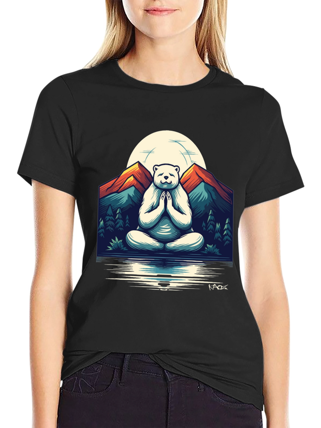 Zen Bear Mountain T-Shirt - Meditating Yogi Bear