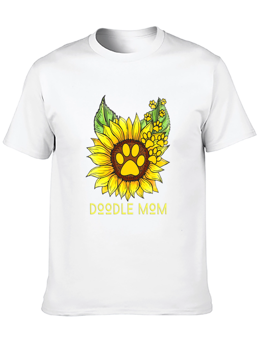 Doodle Mom Sunflower Paw Print Black T-Shirt