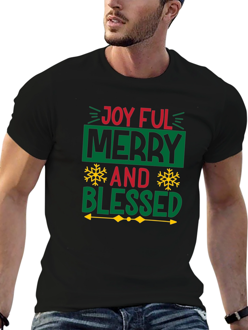 Joyful Merry Blessed Christmas Graphic Tee