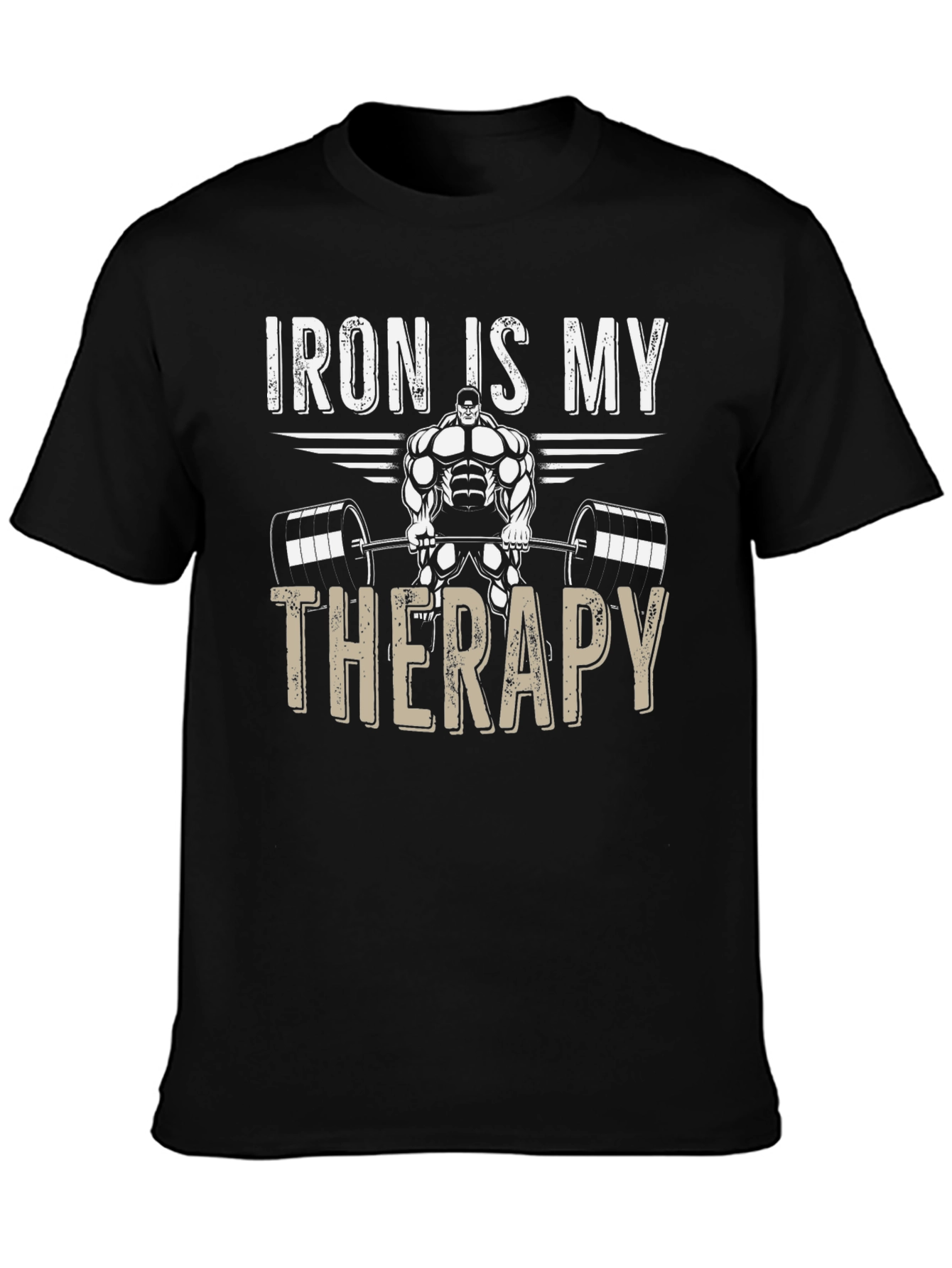 Iron Is My Therapy Gym Black T-Shirt