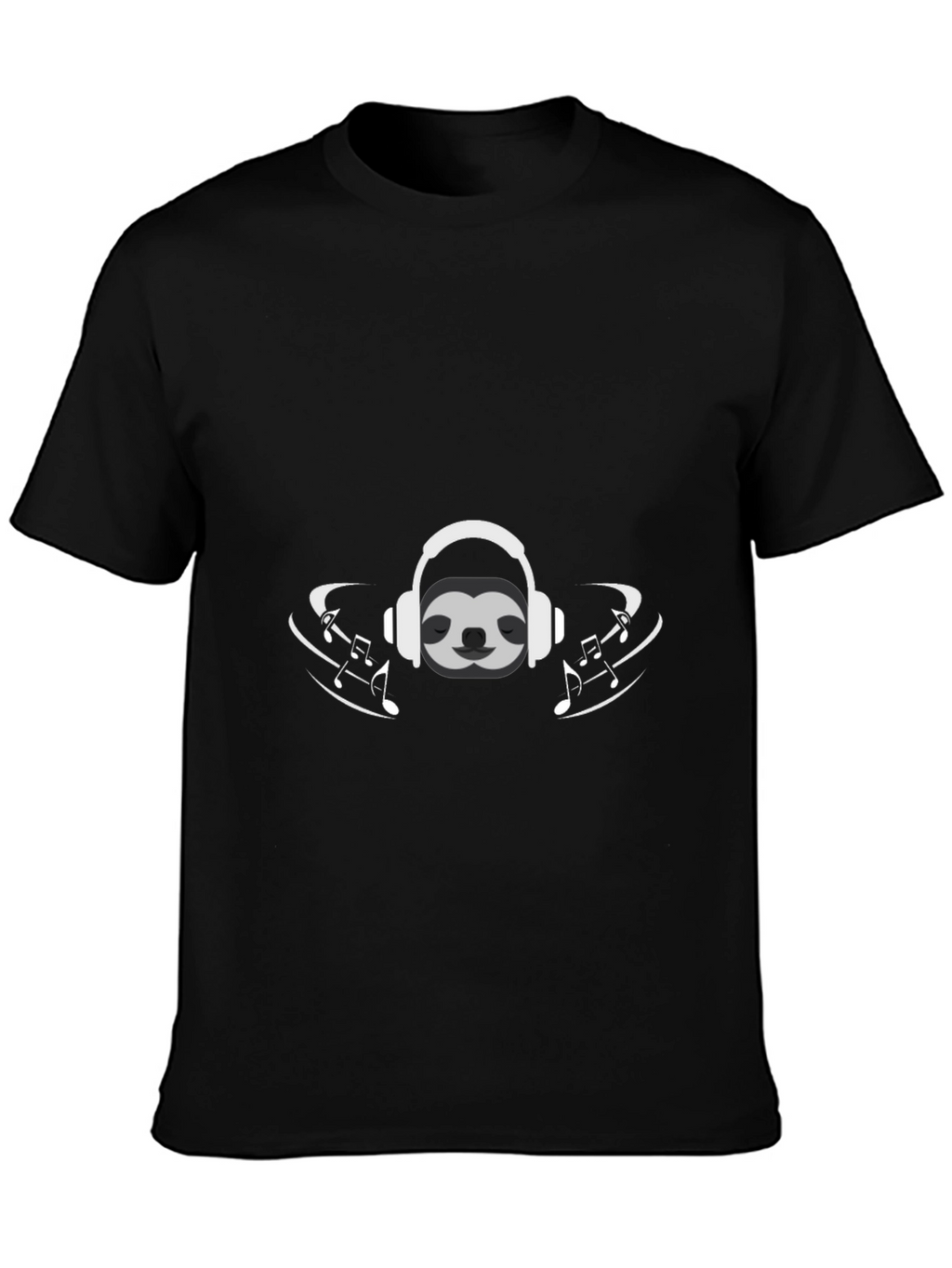 Sloth Music Lover Graphic Tee - Black T-Shirt