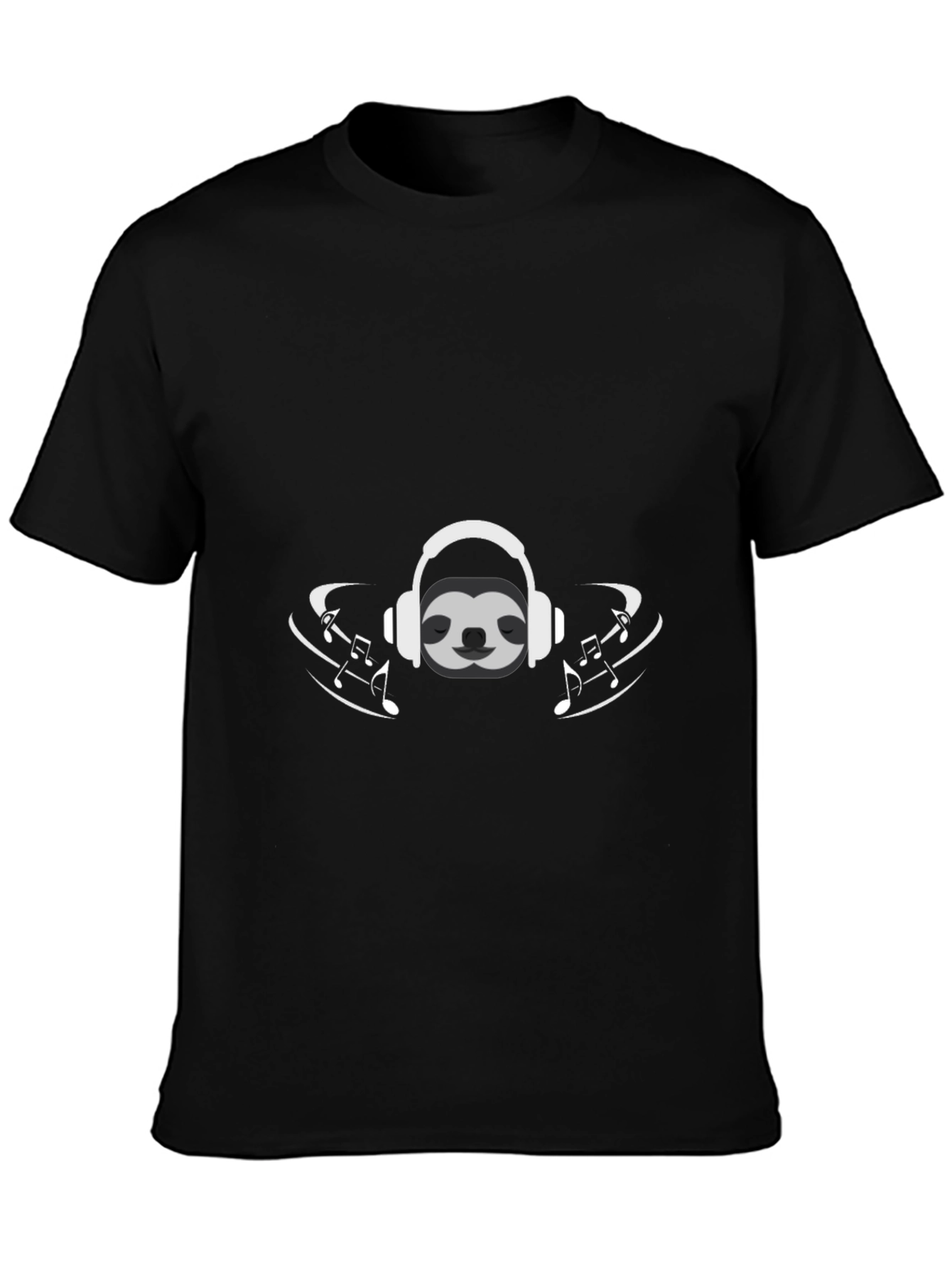 Sloth Music Lover Graphic Tee - Black T-Shirt