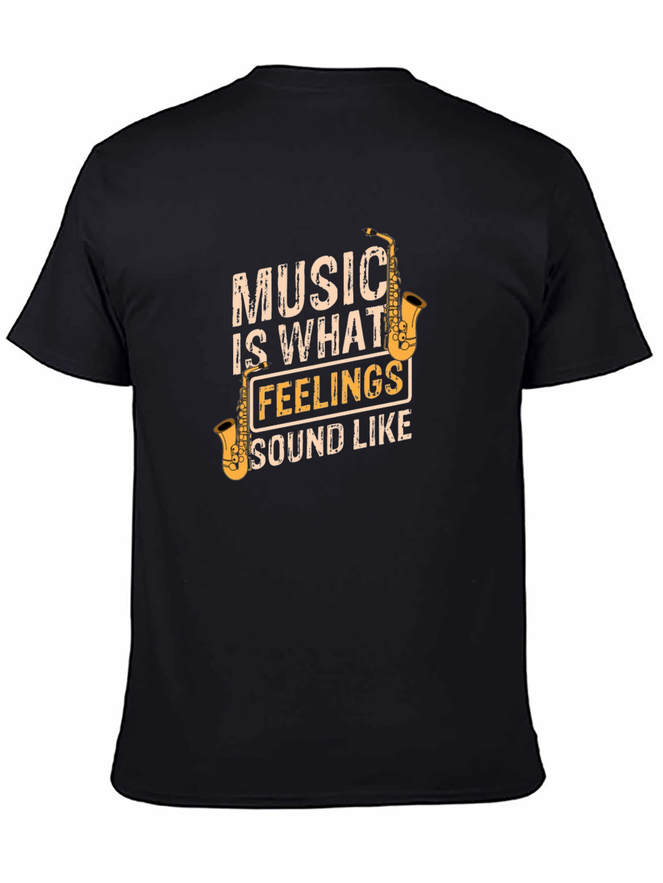 Music is What Feelings Sound Like Black T-Shirt