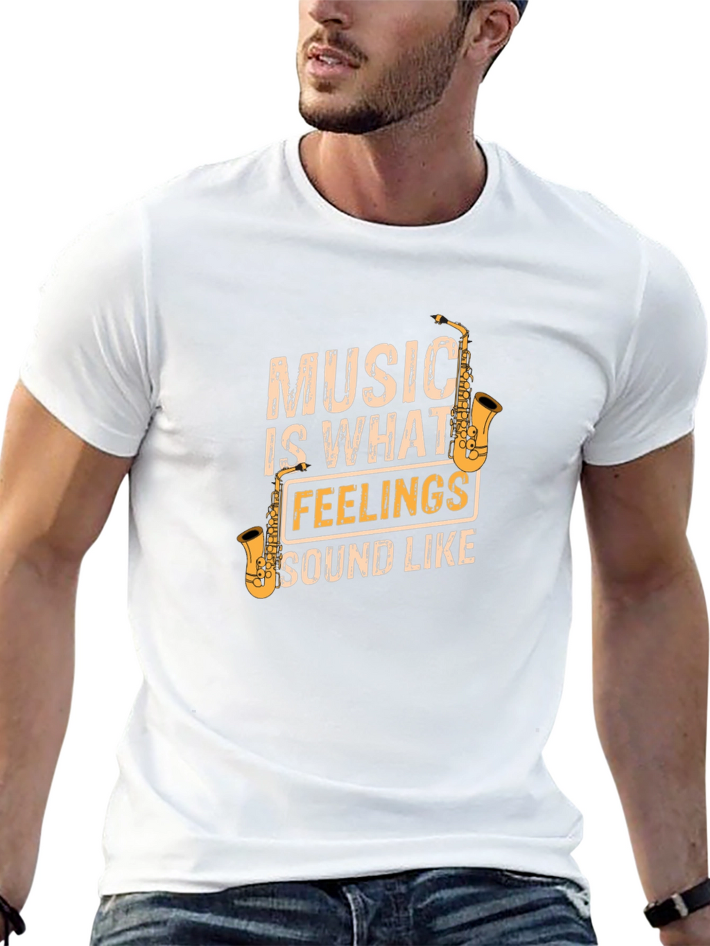 Music is What Feelings Sound Like Black T-Shirt