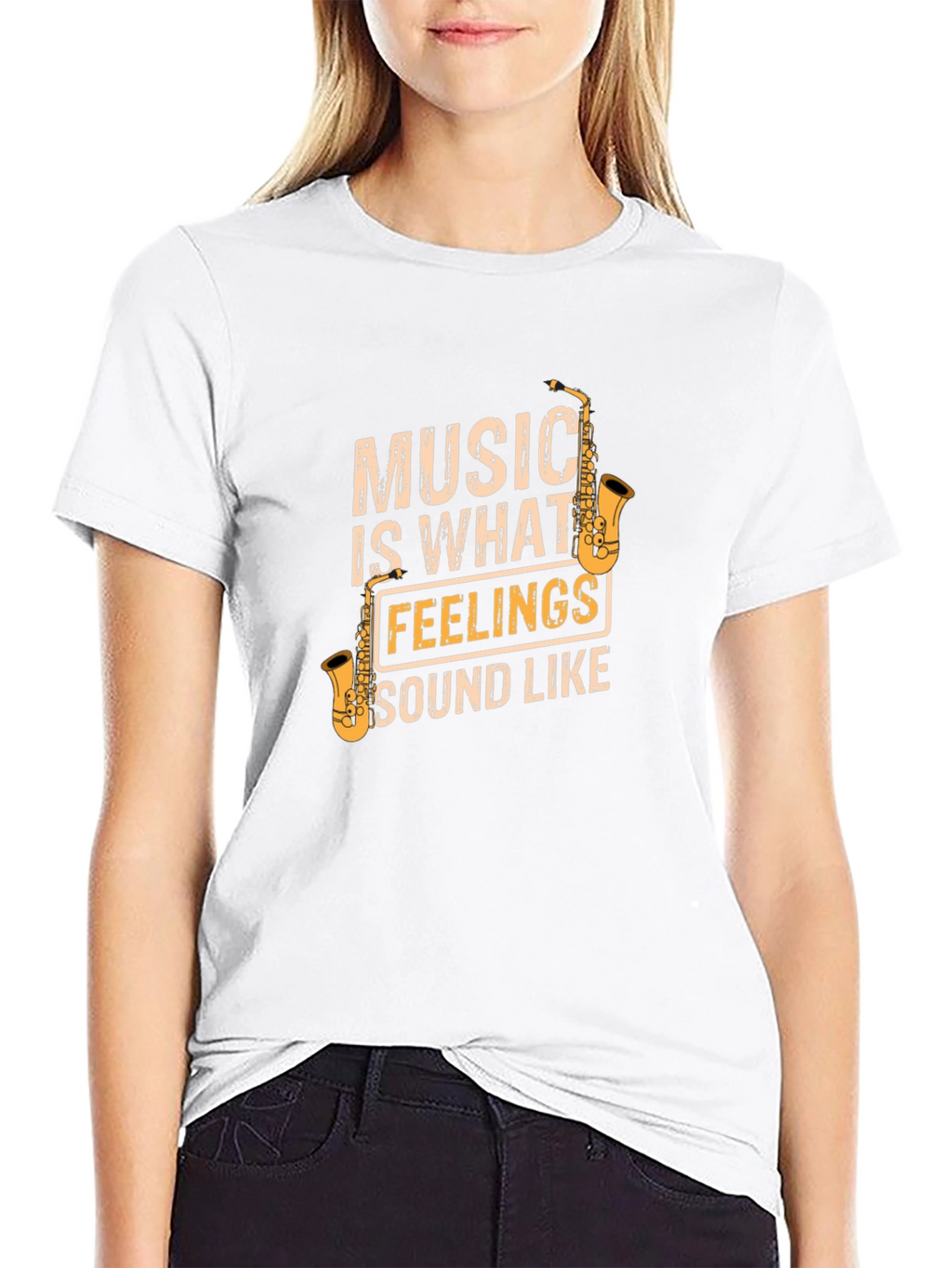 Music is What Feelings Sound Like Black T-Shirt