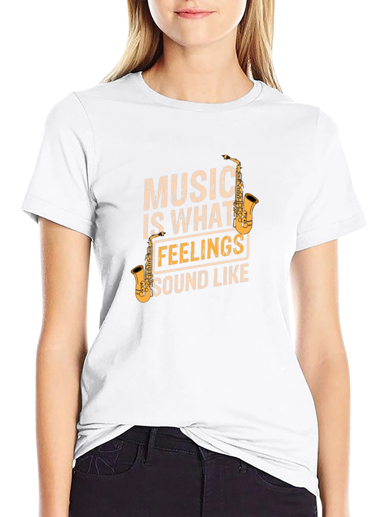Music is What Feelings Sound Like Black T-Shirt